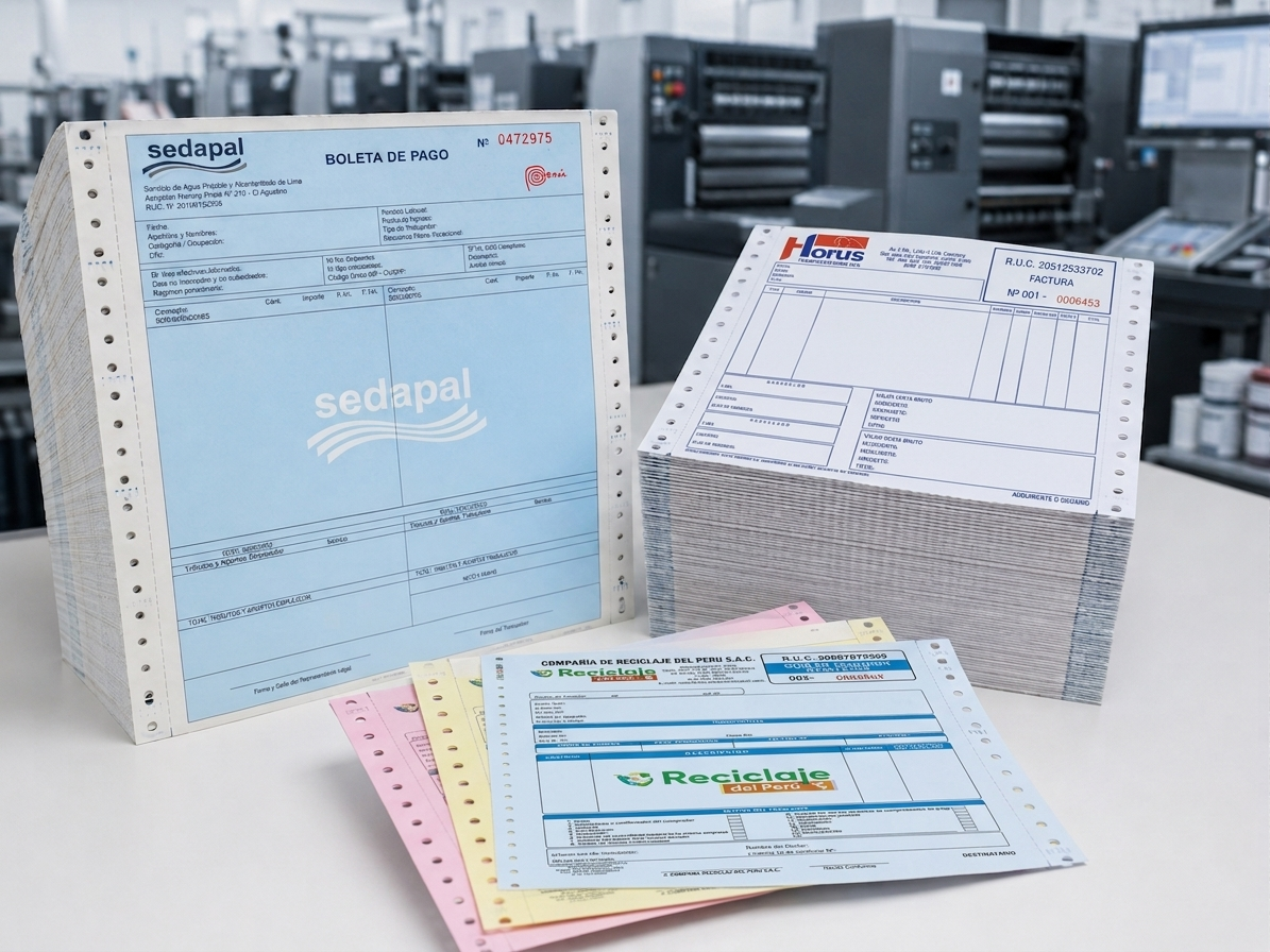 Formatos continuos impresos y formularios químicos corporativos