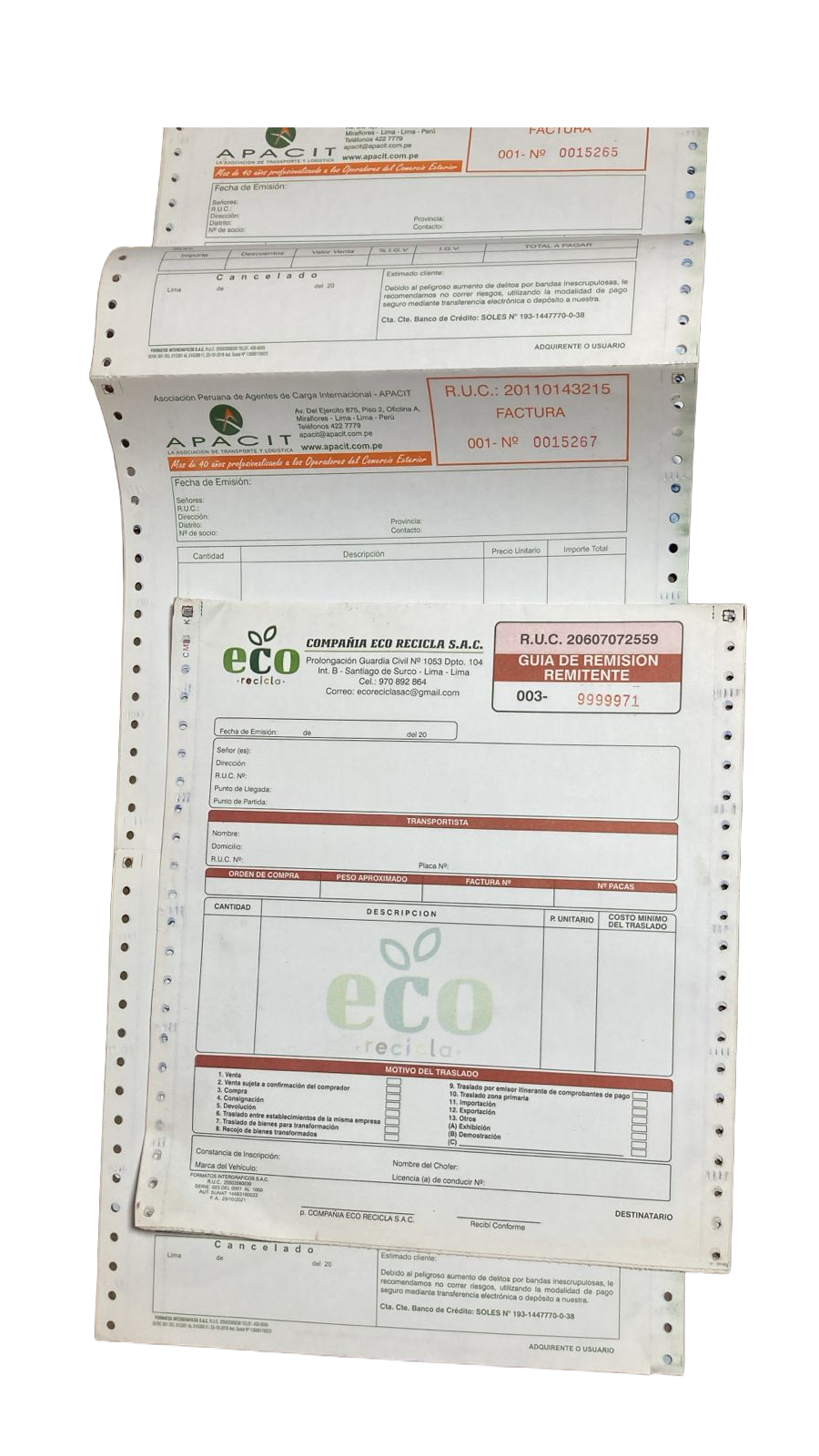 Guía de remisión remitente continua para transporte de residuos