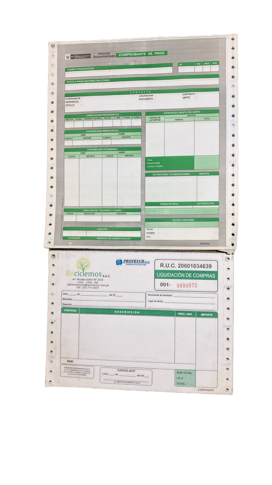 Liquidación de compra continua autorizada por SUNAT para Reciclemos S.A.