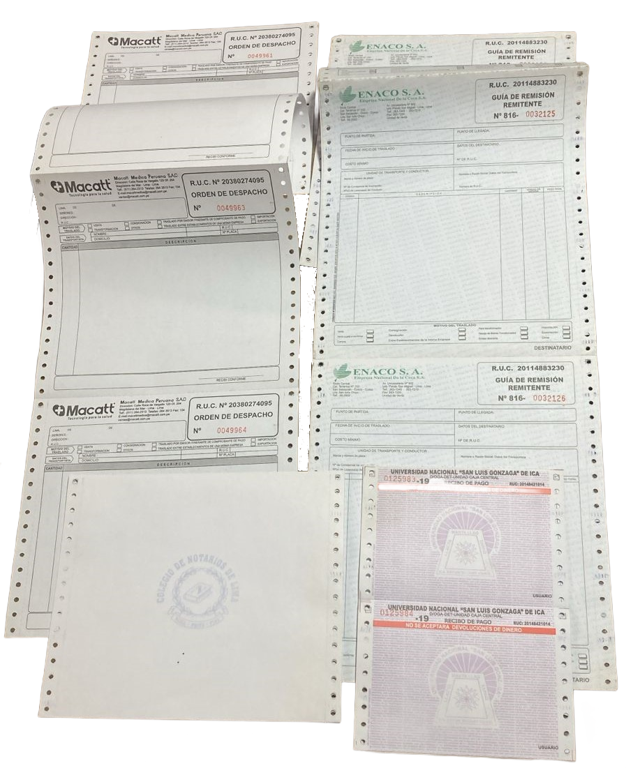 Muestrario de formatos autocopiativos y talonarios a medida
